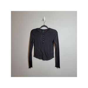 Wild Fable Black Long Sleeve Button Down See Through Slip On Top Size M
